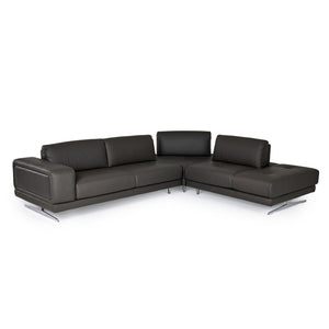 VIG Furniture Lamod Italia Mood - Italian Grey Leather Right Facing Sectional Sofa VGCC-MOOD-RAF-3011