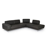 VIG Furniture Lamod Italia Mood - Italian Grey Leather Right Facing Sectional Sofa VGCC-MOOD-RAF-3011