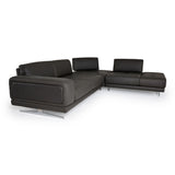 VIG Furniture Lamod Italia Mood - Italian Grey Leather Right Facing Sectional Sofa VGCC-MOOD-RAF-3011