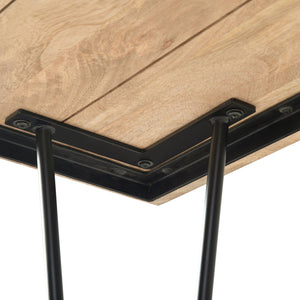 English Elm Hunter Natural Mango Wood Dining Table with Black Hairpin Legs, 66"x40" Rustic Modern, Seats 6 B136P158740