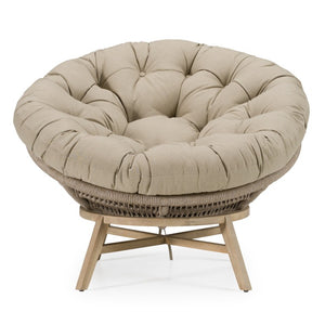 VIG Furniture Moon Outdoor Beige Lounge Chair With Rope-Wrapped Frame, Water-Repellent Cushions & Brushed Acacia Base VGATRABD-153