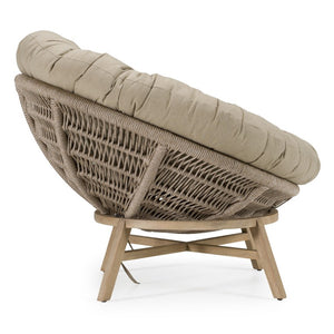 VIG Furniture Moon Outdoor Beige Lounge Chair With Rope-Wrapped Frame, Water-Repellent Cushions & Brushed Acacia Base VGATRABD-153