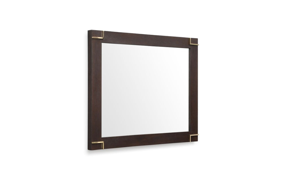 VIG Furniture Moontide Smoked Ash Veneer Mirror With Champagne Gold L-Corners, 33X46" Modern Luxe Accent VGVCJ1922M