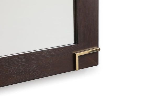 VIG Furniture Moontide Smoked Ash Veneer Mirror With Champagne Gold L-Corners, 33X46" Modern Luxe Accent VGVCJ1922M