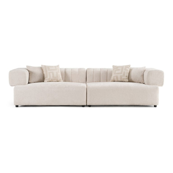 VIG Furniture Moreno Modern 4-Seater Upholstered Sectional With Quilted Fabric, Foam Support, Solid Wood Frame, Ready-To-Use Beige Sofa VGAH-SF2034-BGE