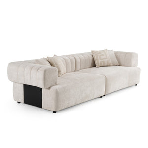 VIG Furniture Moreno Modern 4-Seater Upholstered Sectional With Quilted Fabric, Foam Support, Solid Wood Frame, Ready-To-Use Beige Sofa VGAH-SF2034-BGE