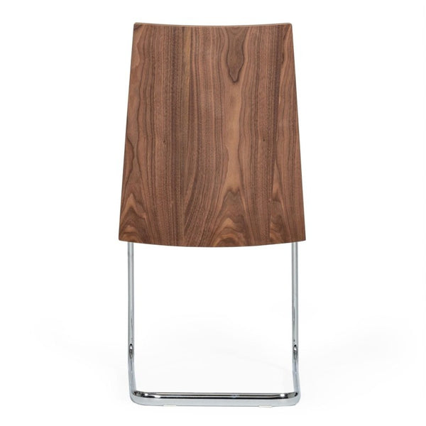 VIG Furniture Morgan Walnut Veneer Leatherette Side Chair Set Of 2 With Chrome Frame — Modern Ergonomic Comfort For Kitchens And Dining Spaces Black Dining Chair VGEWF3175BA-BLK