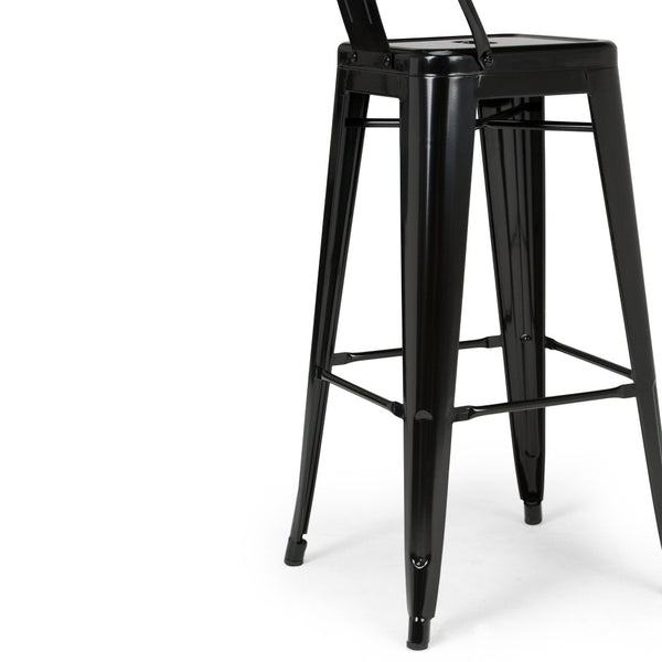 English Elm Rayne 30" Industrial Metal Bar Stools (Set Of 2) - Ergonomic Comfort, Durable Black Finish B136P159496-GIGA
