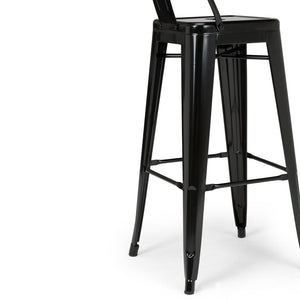 English Elm Rayne 30" Industrial Metal Bar Stool Set Of 4 - Ergonomic Back, Durable Black Finish For Home & Bar B136P159500-GIGA