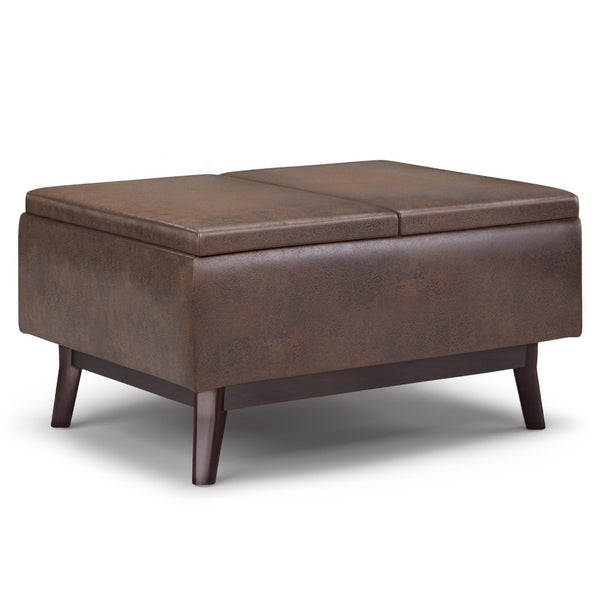 English Elm Owen - Multi-Functional Coffee Table Ottoman With Storage & Tray Top In Distressed Chestnut Brown B136P160674-GIGA