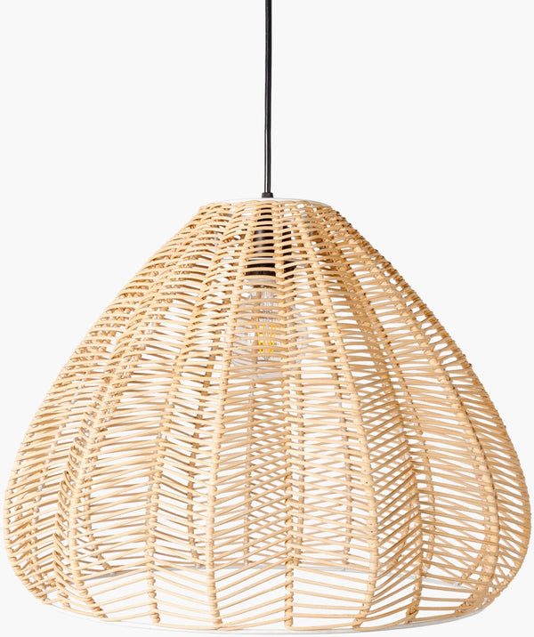 Surya Mosella Pendant Light - Modern Global-style Rattan & Metal Design, 76" Tall Statement Fixture Fixture, Beige,Shade, Beige,Cord, Black Rattan,Rattan Mos-002