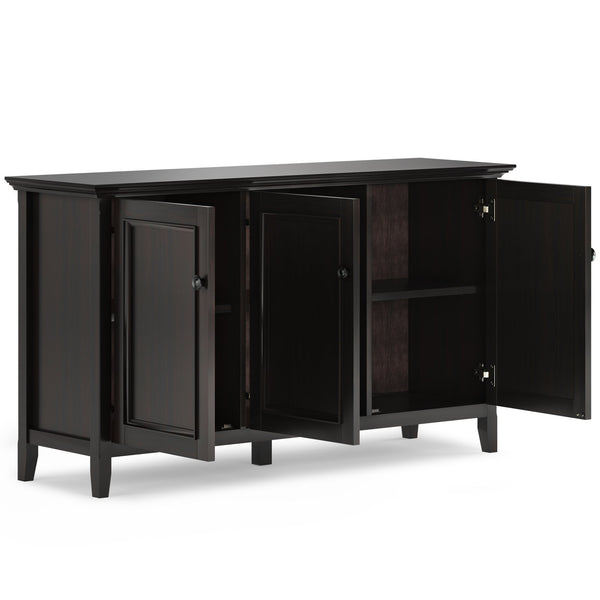 English Elm Amherst Wide 3-Door Storage Cabinet - Handcrafted Hickory Brown With Adjustable Shelves & Style B136P158350