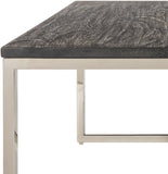 Morwell MOW-001 16"H x 24"W x 24"D, 12"H x 22"W x 12"D, 12"H x 22"W x 12"D End Table MOW001-SET  Top: Black; Base: Metallic - Silver Surya