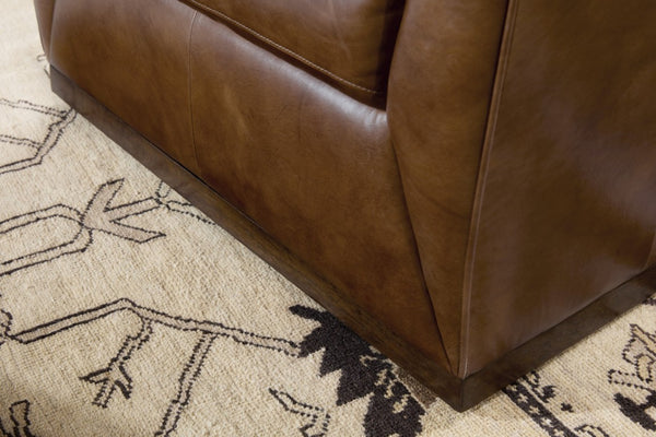 Hooker Furniture Fairfax Hazlenut Top-Grain Leather Sofa — Transitional 3-Cushion Comfort With Flared Arms & Plinth Base SS225-03-086