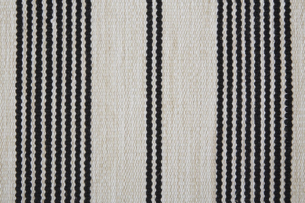 Feizy Rugs Duprine Eco-friendly Hand-woven Indoor Rug - Stylish Nautical Design With Classic Pin Stripes Black,White,Ivory Pet,Polyester 7220560fblk000p00