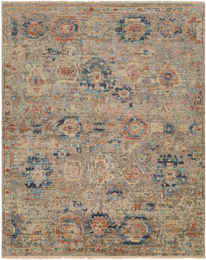 Monterey MOY-2302 9' x 12' Handmade Rug MOY2302-912  Navy, Burgundy, Medium Gray, Tan, Brown, Ice Blue Surya