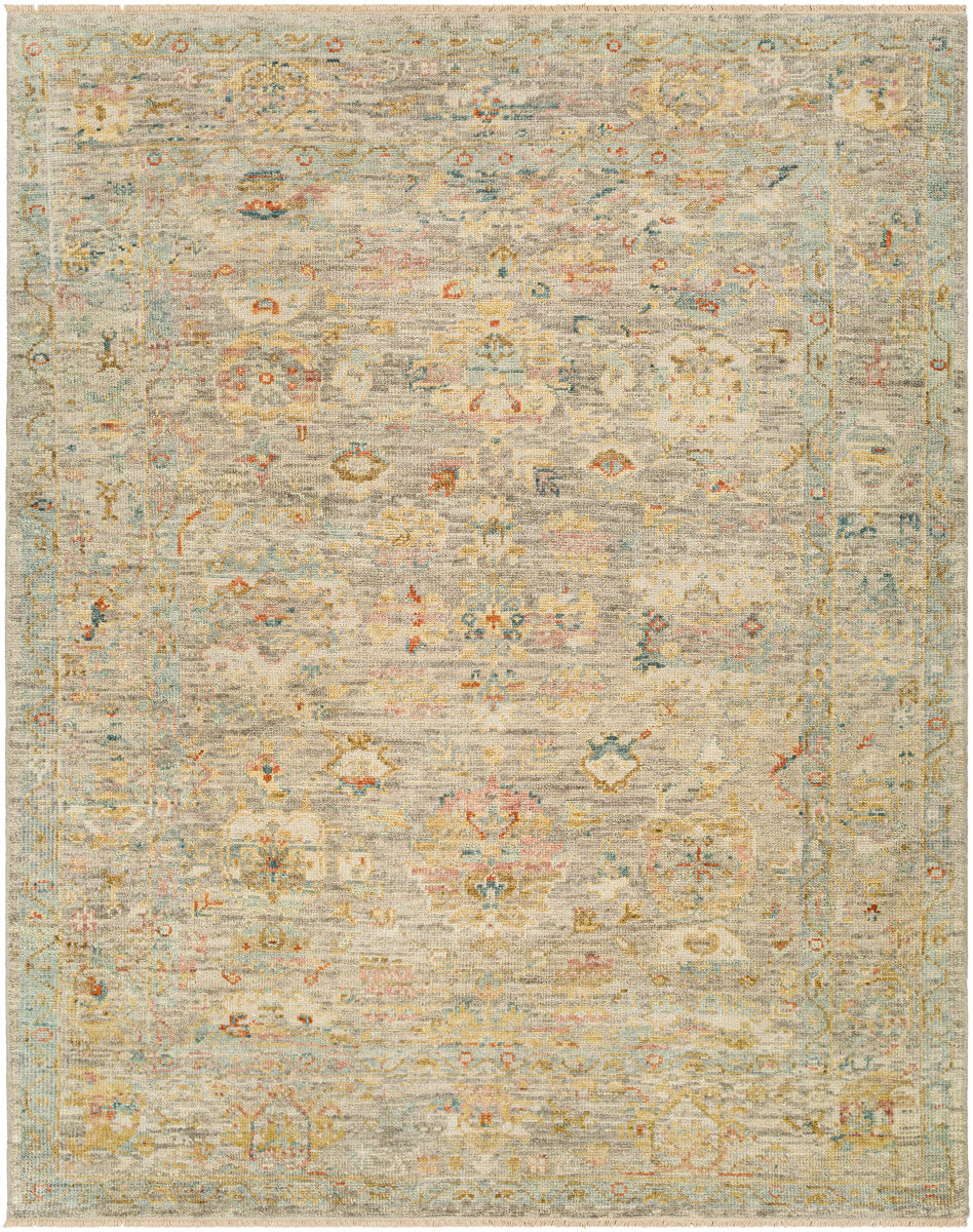 Monterey MOY-2304 9' x 12' Handmade Rug MOY2304-912  Oatmeal, Taupe, Tan, Seafoam, Teal, Rust Surya