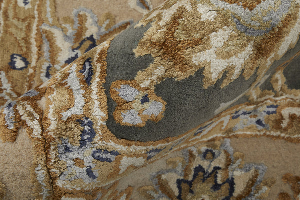 Feizy Rugs Prescott Hand-tufted Floral Rug In Earth Tones - Traditional Persian Design For Elegant Spaces Taupe,Tan,Ivory Viscose,Wool Pct8939fsagbgee10