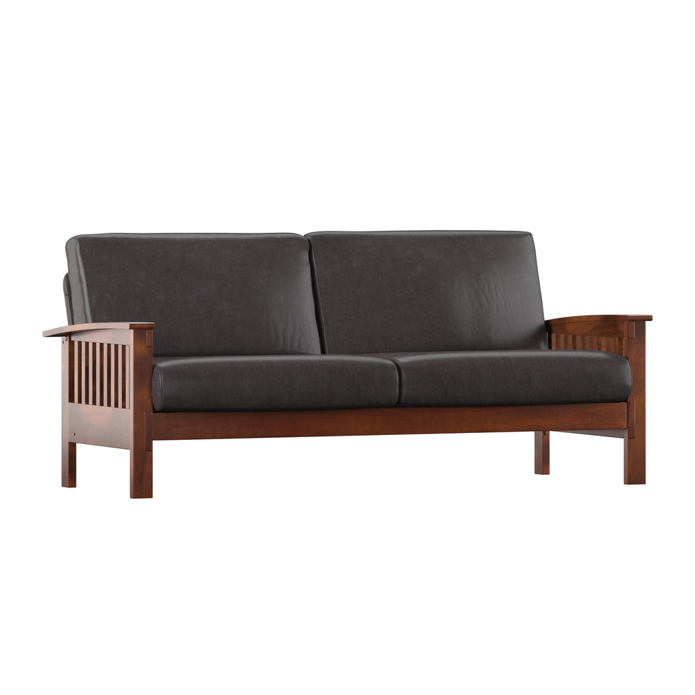 Homelegance By Top-Line Parcell Mission-Style Wood Sofa Brown Rubberwood