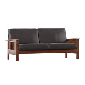 Homelegance By Top-Line Parcell Mission-Style Wood Sofa Brown Rubberwood