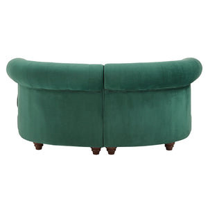 Homelegance By Top-Line Dayanna Velvet Tufted Scroll Arm Chesterfield Curved Loveseat Green Velvet