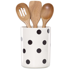 Lenox Kate Spade Deco Dot 4-Piece Utensil Holder Set White, WHITE STONEWARE 856734