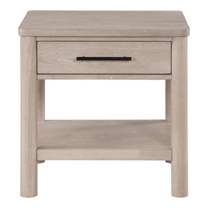 English Elm Steve Silver - Gabby Coastal Elegance End Table - Light Brown Washed Oak Finish With Storage Shelf & Drawer B081P157721-GIGA