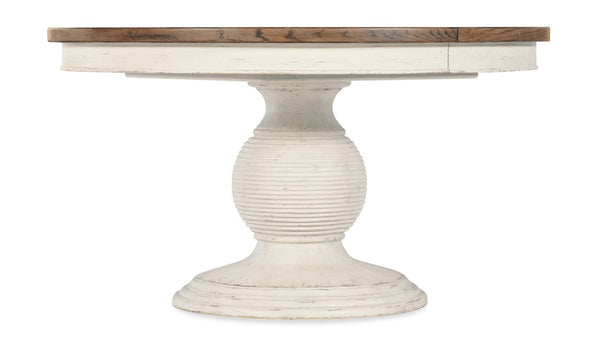 Hooker Furniture Americana Round Pedestal Dining Table With Carved Base, Two-Tone Honey Top & 22" Pull-Out Leaf Whites/Creams/Beiges 7050-75203-02