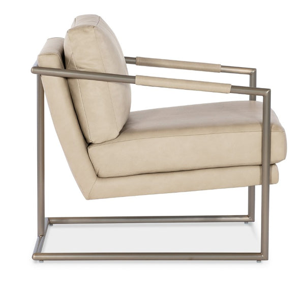 Hooker Furniture Moody Semi-Aniline Leather Chair With Polished Stainless Frame, Leather-Wrapped Arms, Transitional Luxe CC211-005