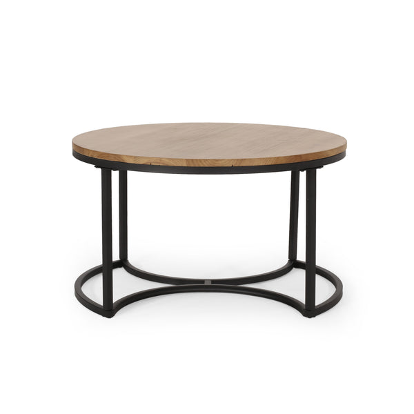 English Elm Christopher Knight Home® - COFFEE Modern Industrial Nesting Table Set — Wire‑Brushed Firwood Tops with Sturdy Iron Frame Durable Style Black 67141.00ANTBLK