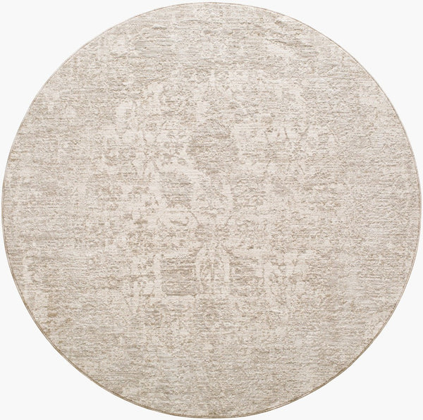 Livabliss Masterpiece Mpc-2301 Turkish Woven Traditional Area Rug with Fringe for Living Rooms Cream, Light Gr 6'7" x 6'7" MPC2301-67RD