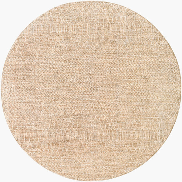 Livabliss Masterpiece Global Bohemian Fringe Area Rug Turkish Woven Polyester Living Room Accent Beige, Tan 5'3" x 5'3" MPC2302-53RD