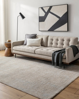 Livabliss Masterpiece Polyester Area Rug with Fringe Minimalist Turkish Woven Living Room Floor Light Gray, Med 5'3" x 5'3" MPC2307-53RD