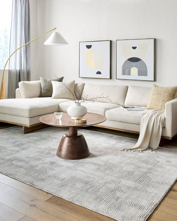 Livabliss Masterpiece Turkish Woven Polyester Area Rug with Fringe for Living and Dining Rooms Light Gray, Med 6'7" x 9'6" MPC2311-6796