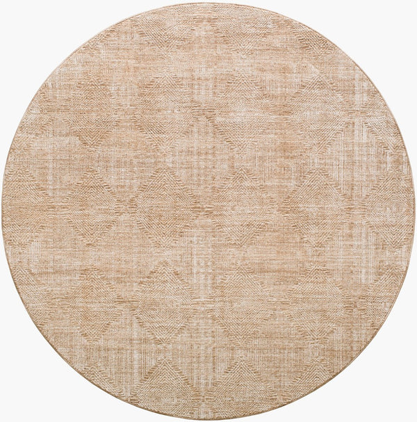 Livabliss Masterpiece Medallion Area Rug with Fringe Woven in Turkey for Living Dining Rooms Beige, Tan 7'10" x 7'10" MPC2312-710RD