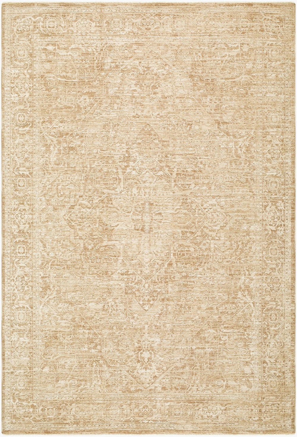 Livabliss Masterpiece Traditional Medallion Area Rug Polyester Pile Turkey Woven Fringe Living Room Light Gray, Tan 9' x 12'2" MPC2335-9122