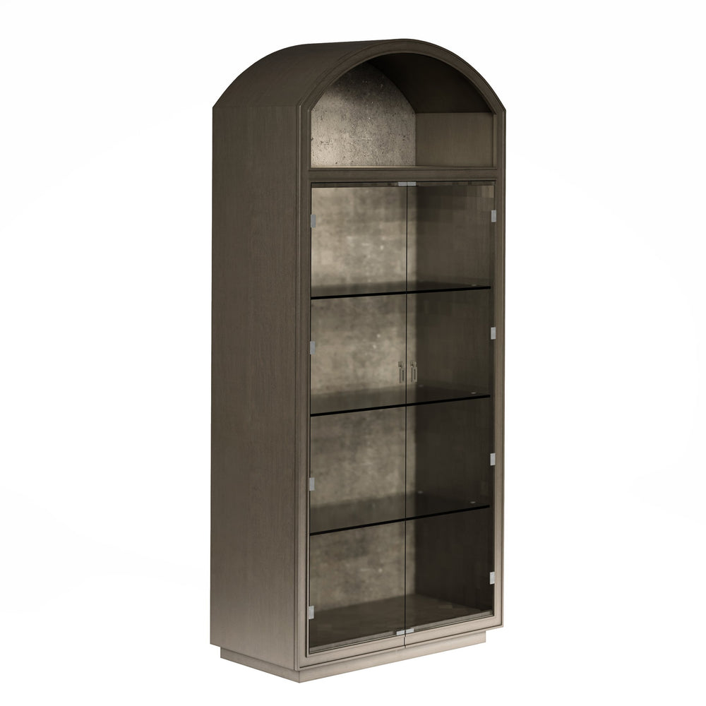 A.R.T. Furniture Cove Display Cabinet - Elegant Transitional Design With Glass Doors, Adjustable Shelves & Touch Lighting Grey Rubberwood Solids,Primavera Veneer,Glass,Cork 349240-2743