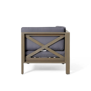English Elm Brava Acacia Wood Outdoor Modular Sofa Set Mid-century Slatted Cross-back Patio Seating 57967-8-64489DGY-64496GRY
