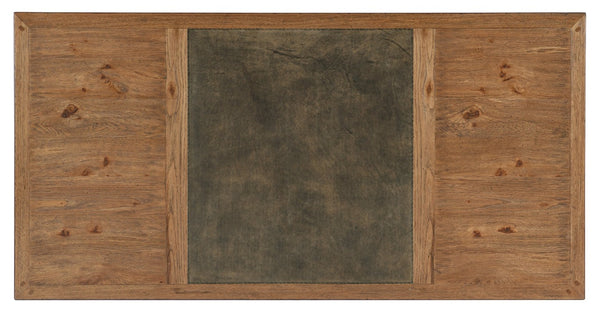 Hooker Furniture Big Sky Executive Desk — Pecky Hickory Rustic Executive Desk With Leather Writing Surface, 7 Drawers, Locks 6700-10562-80