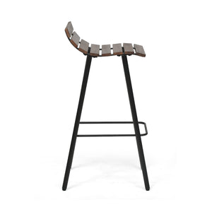 English Elm Christopher Knight Home® - NORDIC Camron 35" Wooden Barstool Set of 2 - 29.25" Seat Height, Acacia Wood & Iron, Dark Brown/Black Finish 65564.00DBRN