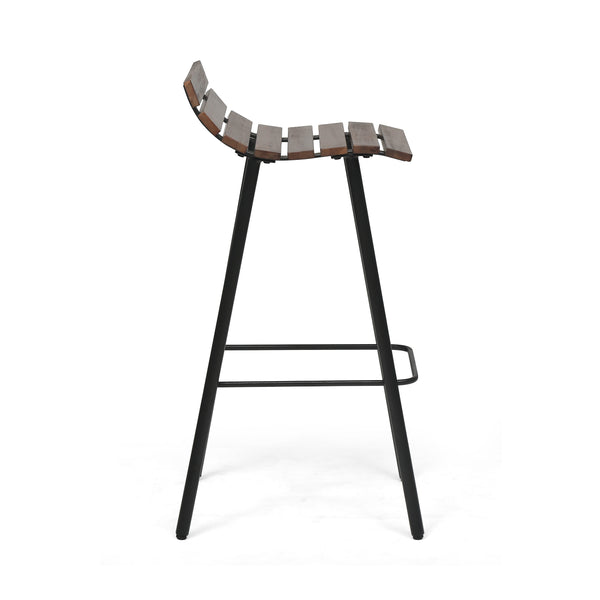 English Elm Christopher Knight Home® - NORDIC Camron 35" Wooden Barstool Set of 2 - 29.25" Seat Height, Acacia Wood & Iron, Dark Brown/Black Finish 65564.00DBRN