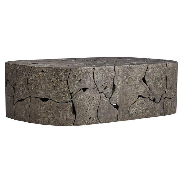 Bernhardt Bernhardt Teak Trinidad Outdoor Cocktail Table — 54" Oval Smoked Truffle Top, Mitered Edge Design X07016