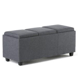 English Elm Avalon Storage Ottoman - Slate Grey Multi-Functional Bench With Hidden Storage & Serving Trays B136P158114
