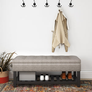 English Elm Cosmopolitan Storage Ottoman Bench - Distressed Grey Taupe, Stylish Seating & Hidden Storage Solution B136P158563