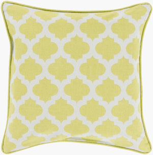 Surya Morrocan Printed Lattice Accent Pillow 18"L X 18"W - Elegant Cotton Cushion For Home Décor Light Olive Cotton Mpl002-2222