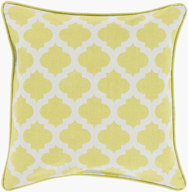 Surya Morrocan Printed Lattice Accent Pillow 18"L X 18"W - Elegant Cotton Cushion For Home Décor Light Olive Cotton Mpl002-2222