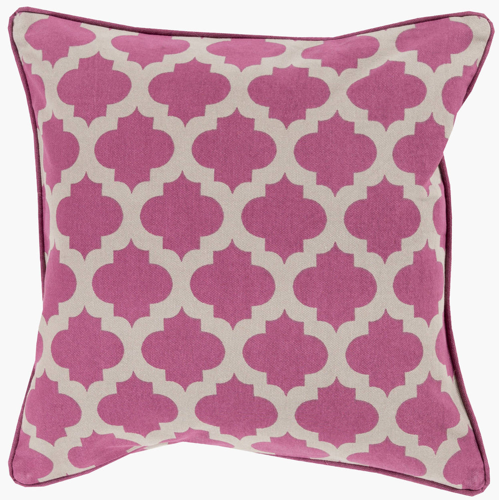 Surya Morrocan Printed Lattice Accent Pillow 18"L X 18"W - Elegant Cotton Cushion For Home Décor Plum Cotton Mpl005-2020p