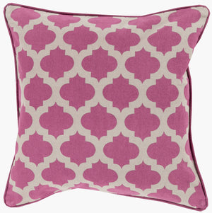 Surya Morrocan Printed Lattice Accent Pillow 18"L X 18"W - Elegant Cotton Cushion For Home Décor Plum Cotton Mpl005-2020p