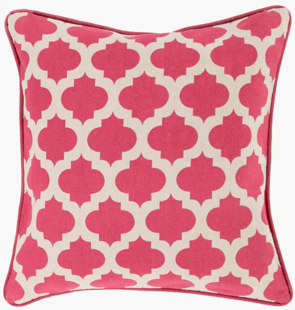 Surya Morrocan Printed Lattice Accent Pillow 18"L X 18"W - Elegant Cotton Cushion For Home Décor Oatmeal Cotton Mpl006-1818d