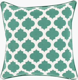 Surya Morrocan Printed Lattice Accent Pillow 18"L X 18"W - Elegant Cotton Cushion For Home Décor Medium Green Cotton Mpl010-2222